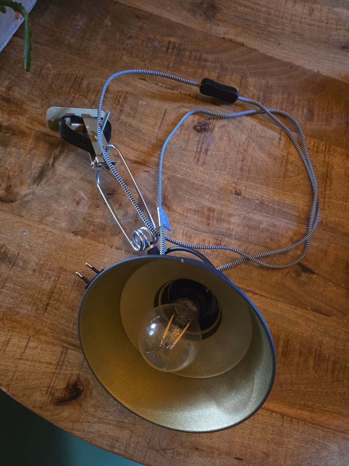 Zwarte klemlamp met stoffen snoer en schakelaar, Zwart, Overige merken, Metaal, Gerichte verlichting
