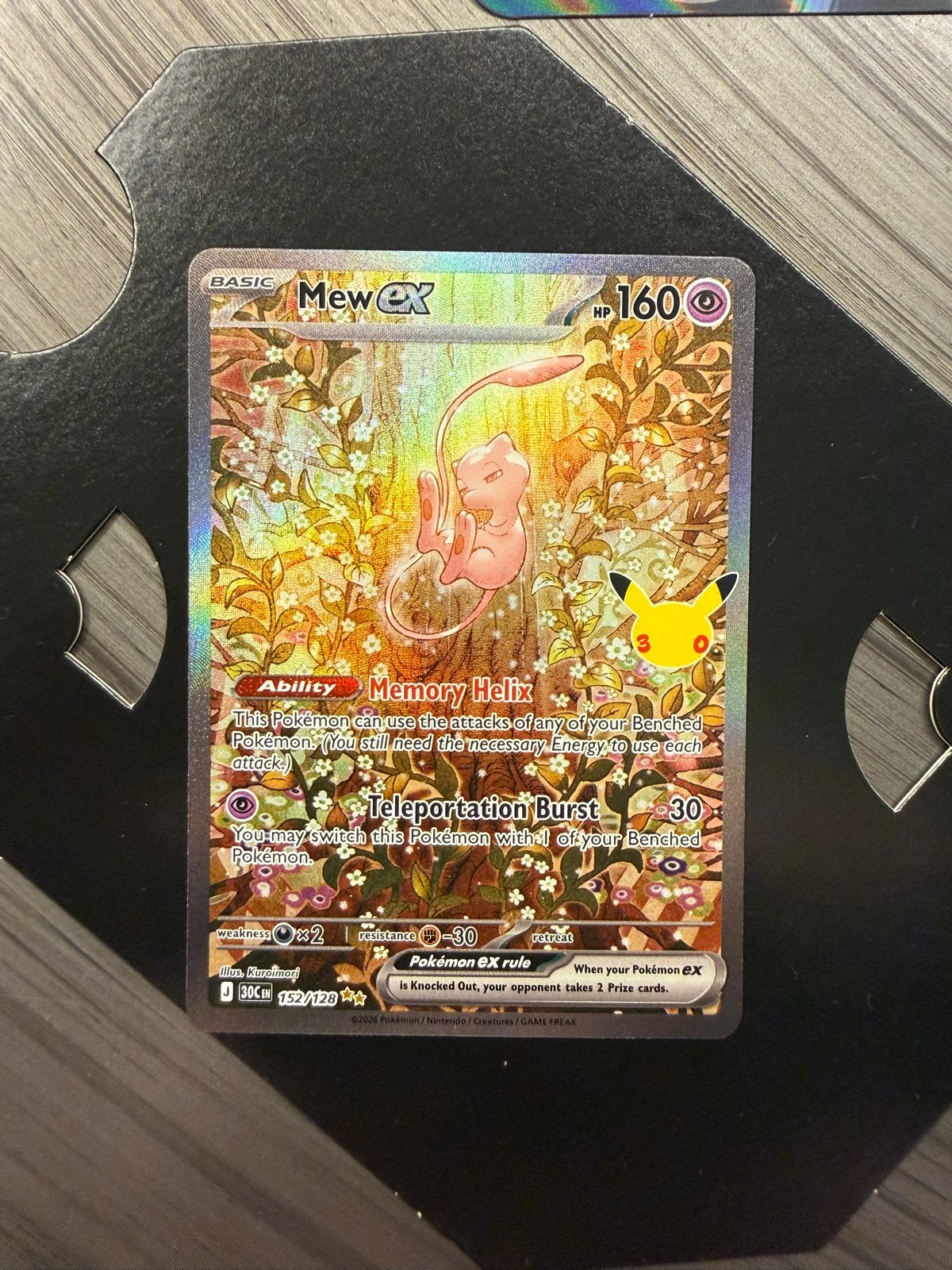 Mew ex 152/128 30th Celebrations Pokémon Kaart, Ophalen of Verzenden, Zo goed als nieuw, Losse kaart, Foil