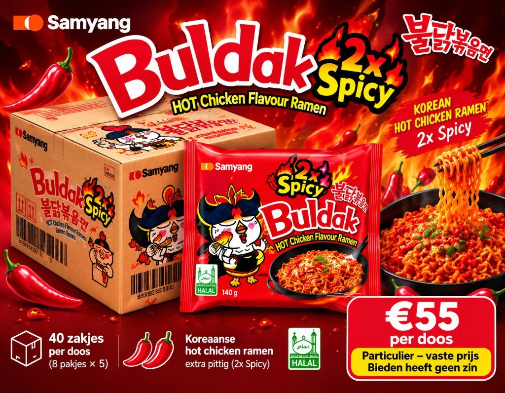 Samyang Buldak 2x Spicy | 40 Zakjes | €55 per Doos, Diversen, Ophalen