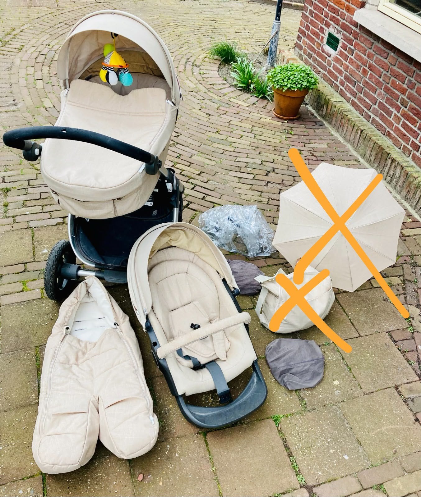 Stokke Trailz Beige Melange, Kinderen en Baby's, Overige merken, Gebruikt, Duowagen, Ophalen of Verzenden