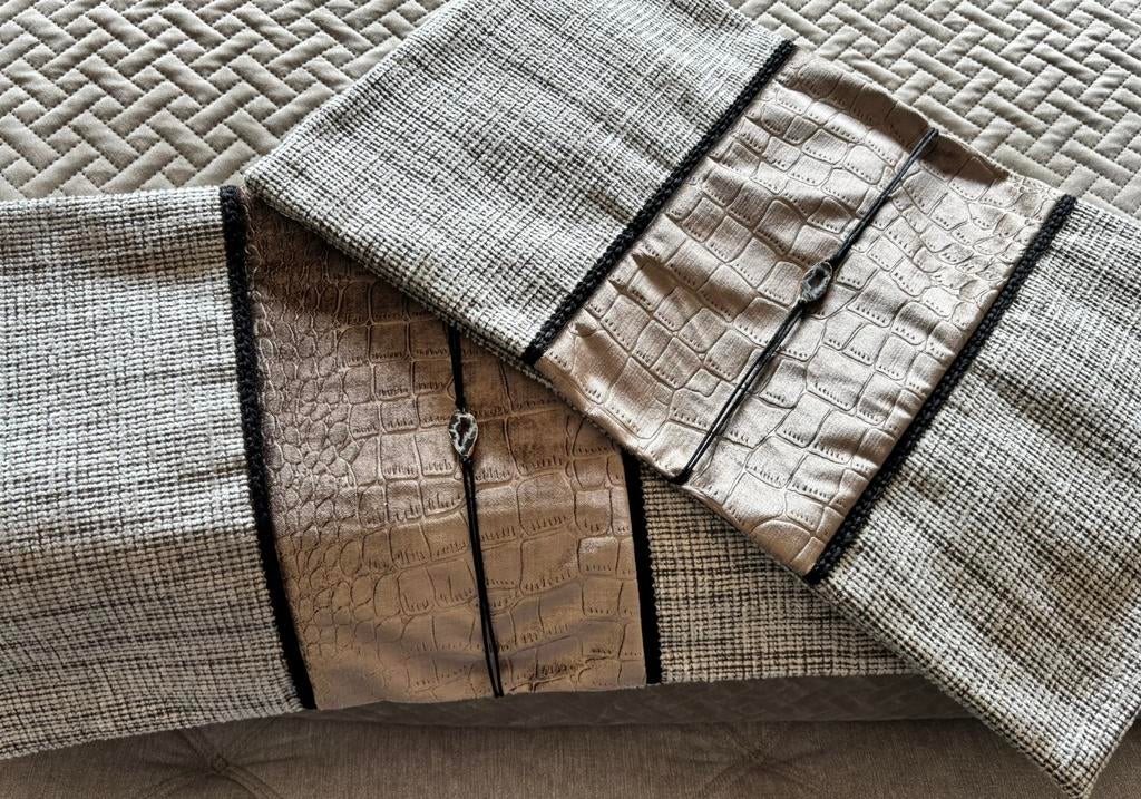 Sierkussens set beige met brons en zwart, Huis en Inrichting, Woonaccessoires | Kussens, Ophalen of Verzenden, Nieuw, Beige, Rechthoekig
