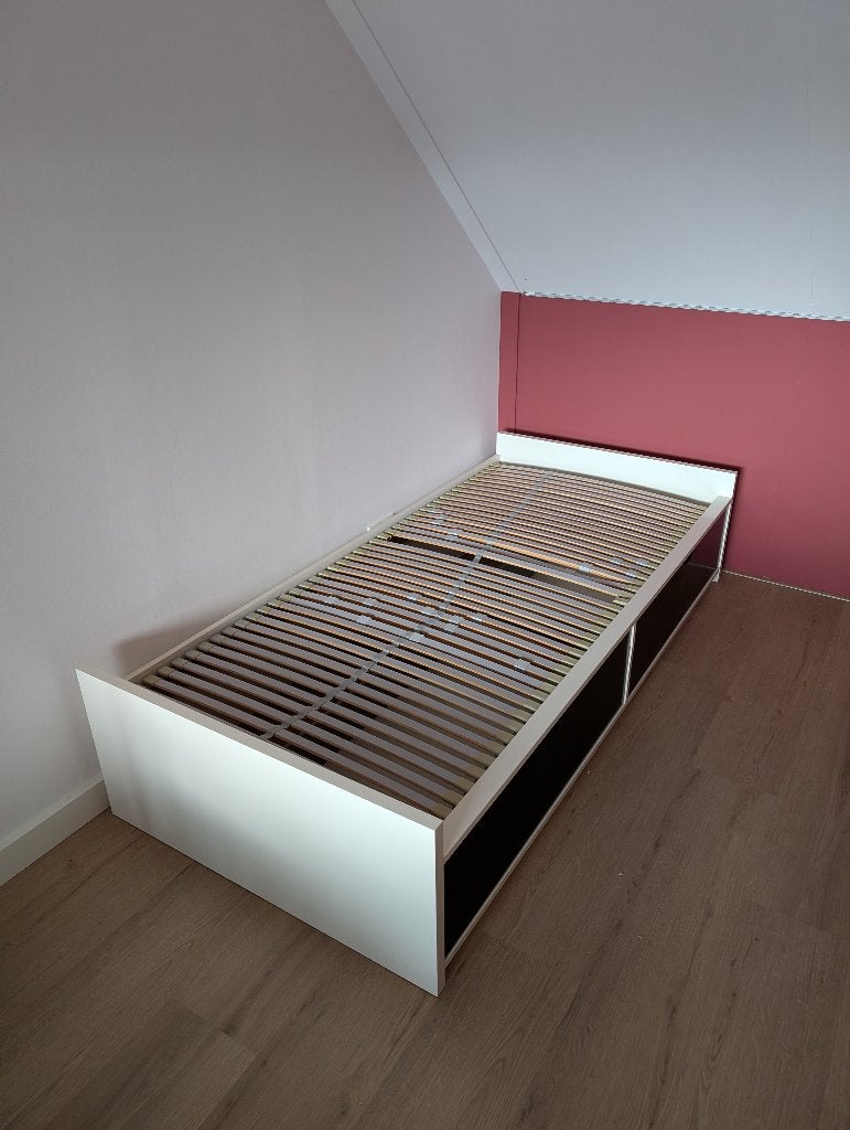 Bed met twee lades, Ophalen, Gebruikt, 90 cm, Eenpersoons