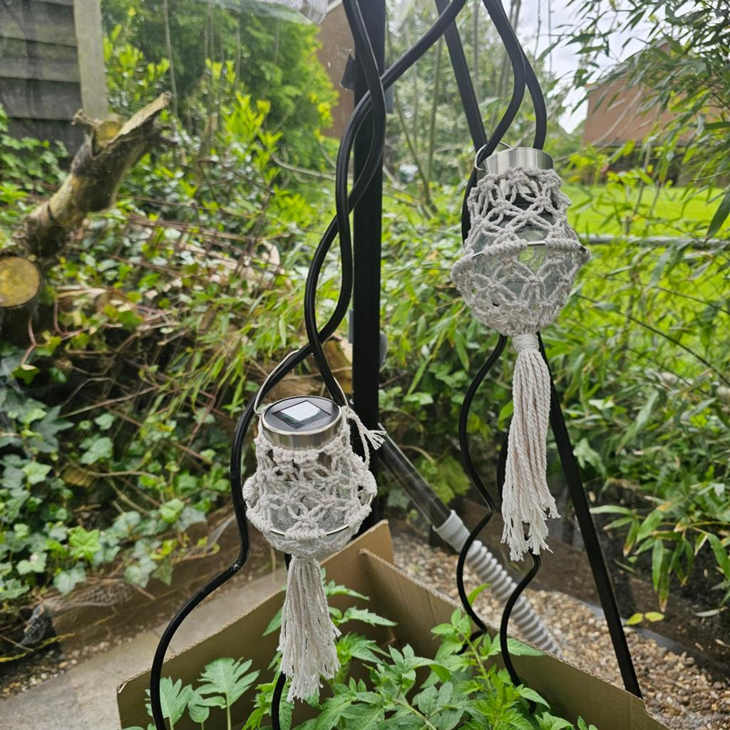Macramé Solar Lantaarn - Sfeervolle Tuinverlichting, Minder dan 50 watt, Overige typen, Nieuw, Ophalen of Verzenden