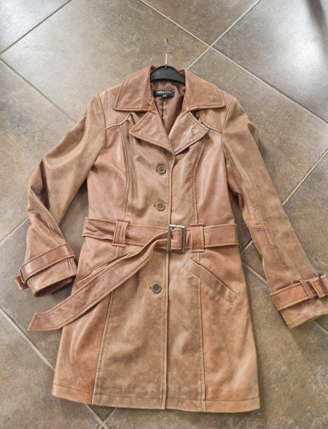 Leren dames trenchcoat van Arma maat 34, Ophalen of Verzenden, Zo goed als nieuw, Maat 34 (XS) of kleiner, Zwart