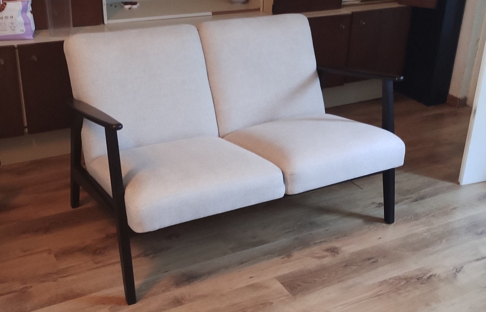 Tweepersoonsbank Ikea Ekenaset met houten frame, Ophalen, Gebruikt, Modern, Scandinavisch, 150 tot 200 cm