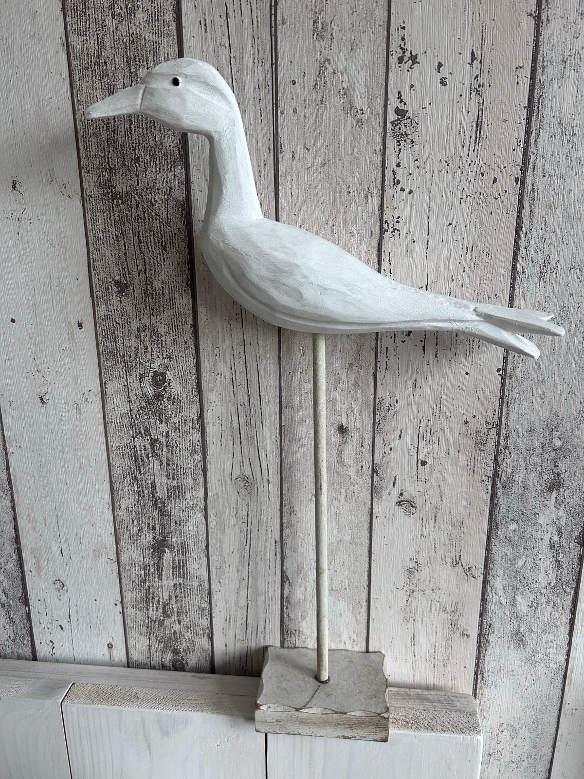 Decoratieve houten gans vogel op standaard hout Wit, Hout, Ophalen of Verzenden, Wit, Landelijk