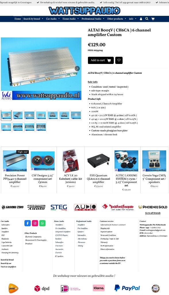 ALTAI B005V ( CH6CA ) 6 kanaals versterker Custom, Gebruikt, ., Ophalen of Verzenden, .