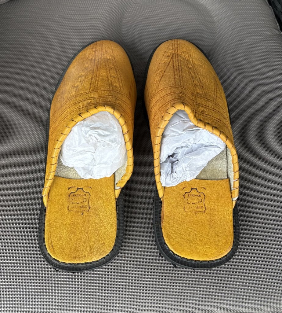 Originele Marokkaanse Leren Babouches / Slippers, Kleding | Dames, Geel, Nieuw, Ophalen of Verzenden, Pantoffels of Sloffen