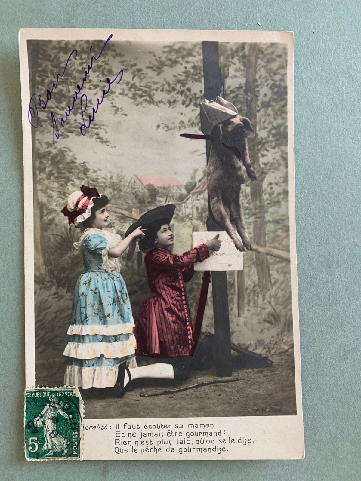 1909 Kindjes met varken, Ophalen of Verzenden, Voor 1920, Gelopen, Kinderen
