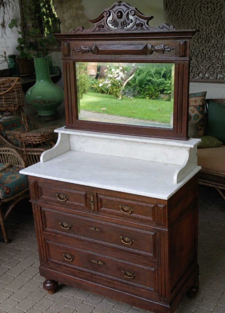 Antieke commode wastafel badkamermeubel marmer buffetkast vi, Ophalen