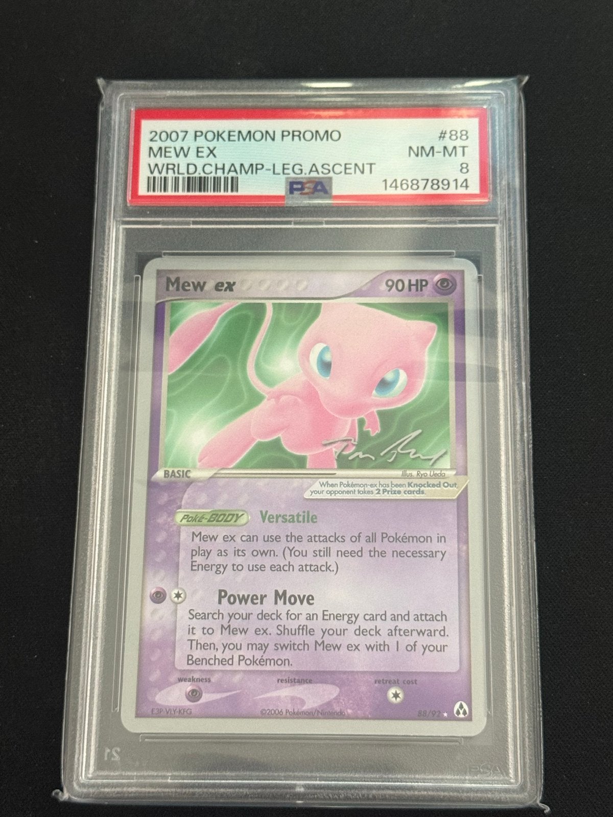 Mew ex PSA 8 2007 Pokemon Promo World Championship, Ophalen of Verzenden, Zo goed als nieuw, Losse kaart