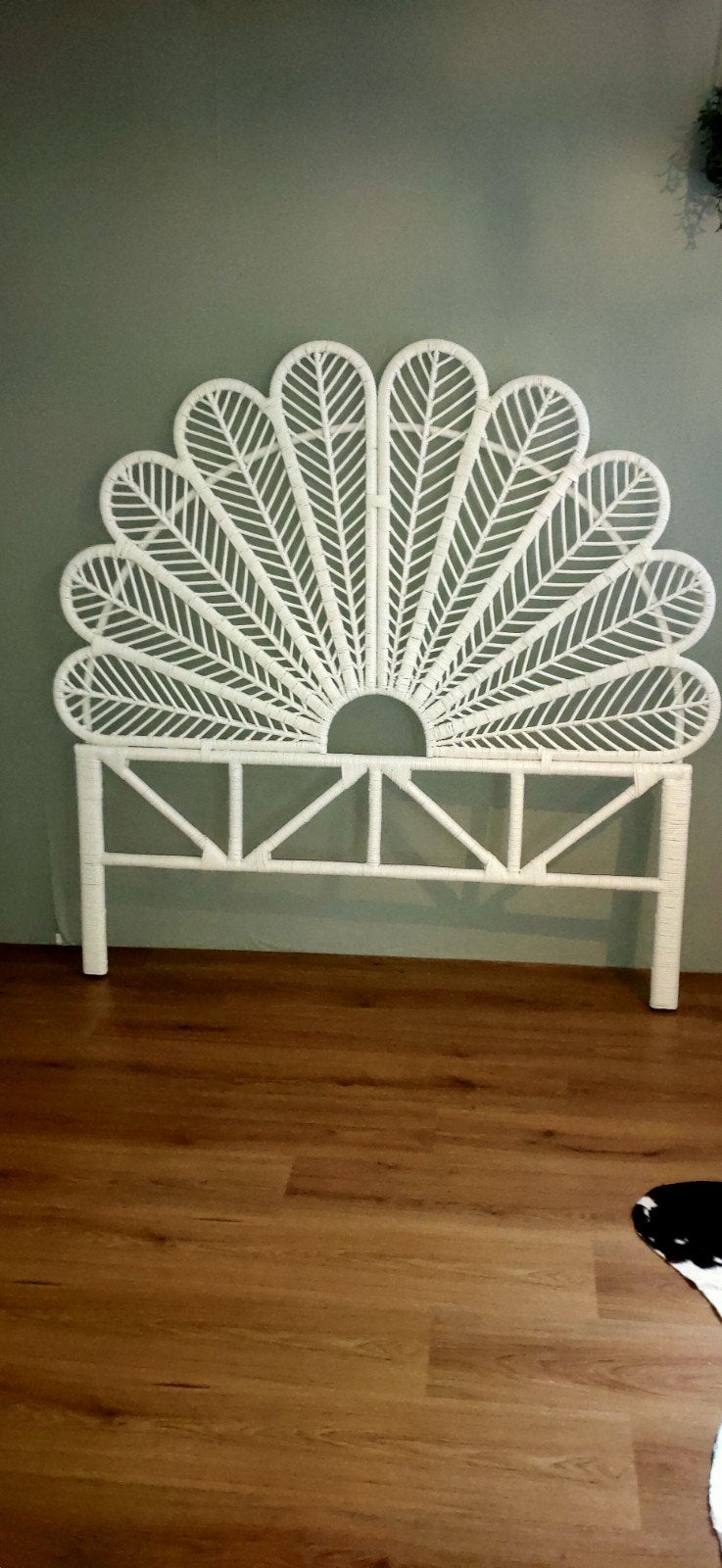 Rotan hoofdbord 150cm breed - Geschikt voor 140/160cm bed, Huis en Inrichting, Overige materialen, Wit, Tweepersoons, Ophalen of Verzenden