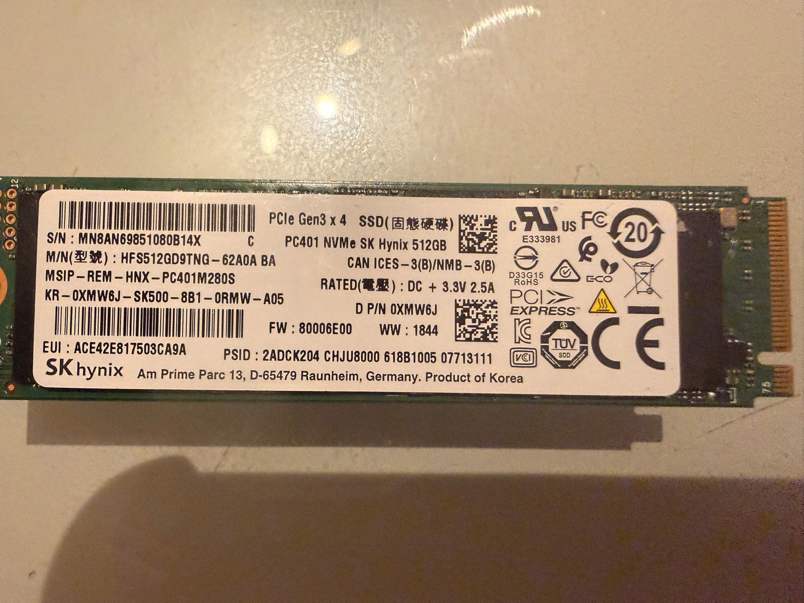 SK hynix 512GB NVMe SSD - PCIe Gen3 x 4, Computers en Software, Harde schijven, Intern, Gebruikt, Server, Ophalen of Verzenden