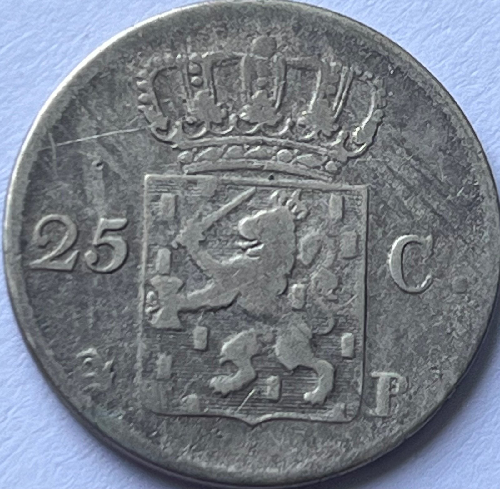 Zilveren kwartje 1829B, Zilver, 25 cent, Ophalen of Verzenden, Koning Willem I