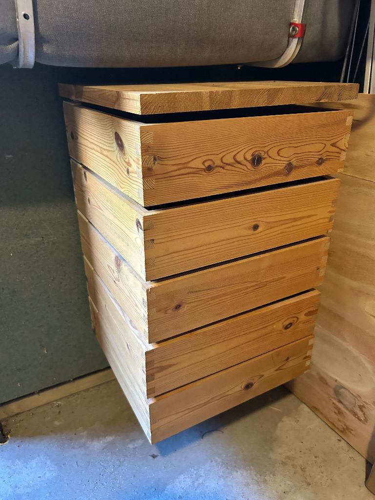 Set van 5 zwenkladen voor keuken of hobby. Massief hout, Huis en Inrichting, Kasten | Ladekasten, Ophalen, Minder dan 50 cm, Gebruikt