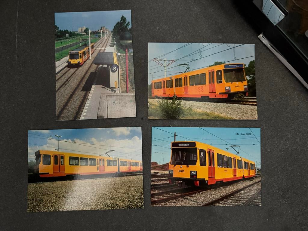 4 ansichtkaarten sneltram Utrecht / Nieuwegein / IJsselstein, Ophalen of Verzenden, Trein, Kaart of Prent