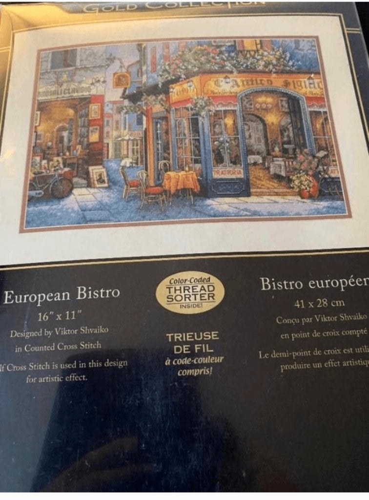 BORDUURPAKKET DIMENSIONS GOLD EUROPIAN BISTRO, Hobby en Vrije tijd, Borduren en Borduurmachines, Verzenden, Nieuw, Handborduren