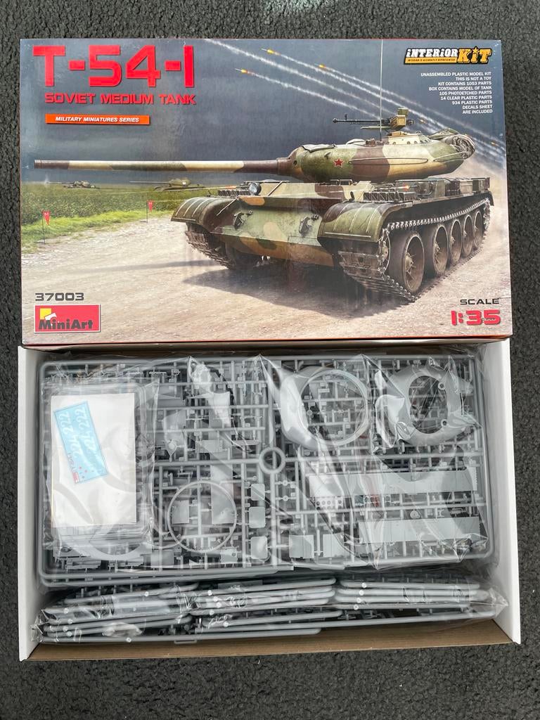 MiniArt 1:35 T-54-1 Soviet Medium Tank met Interieur, Overige merken, Tank, 1:32 tot 1:50, Nieuw