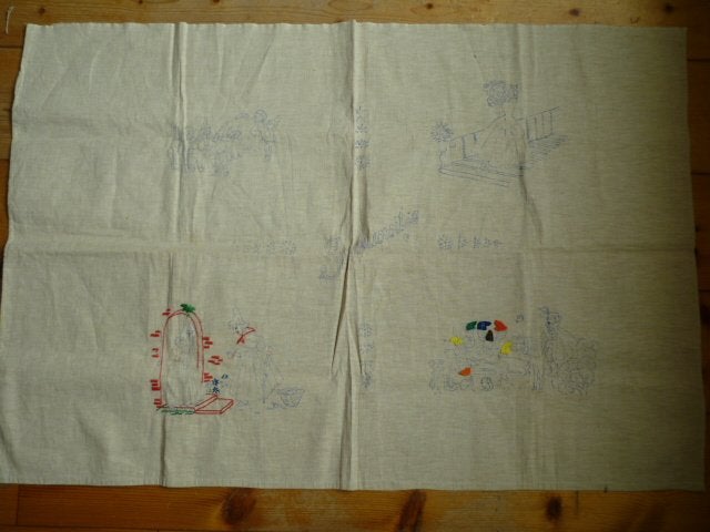 Vintage linnen lap bedrukt Sneeuwwitje om te borduren, Ophalen of Verzenden, Zo goed als nieuw, Handborduren, Overige typen