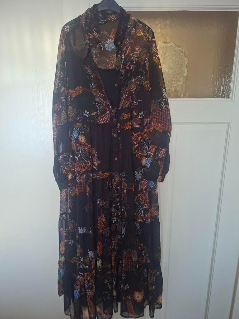 Lange jurk MS mode met onderjurk, Maat 38/40 (M), Ophalen of Verzenden, Zo goed als nieuw, MS Mode