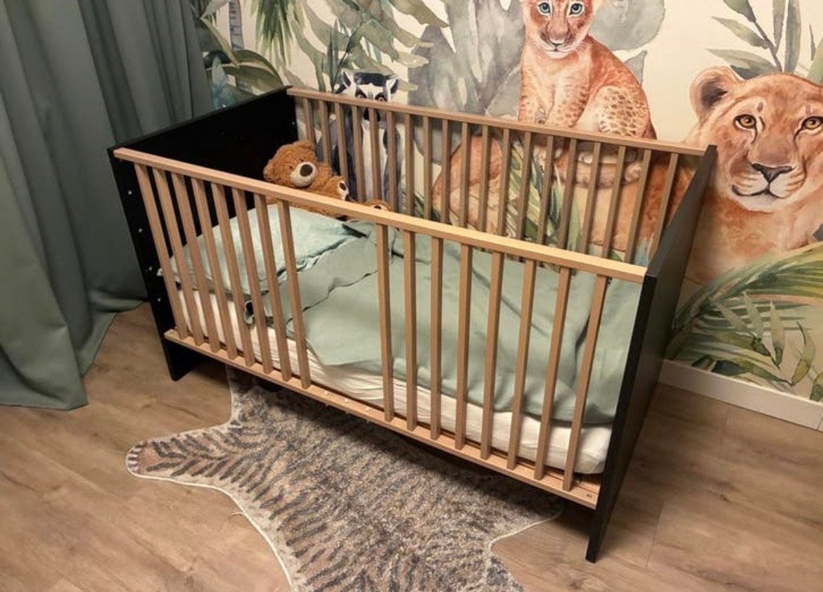 Paidi ledikant 140x70 cm – Zwart/Naturel – Topkwaliteit, Kinderen en Baby's, Ophalen, Zo goed als nieuw, Ledikant