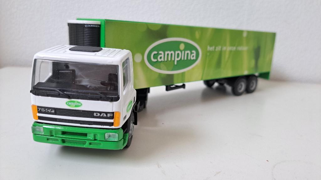 Liontoys Daf 75 CF Campina, Hobby en Vrije tijd, Modelauto's | 1:50, Zo goed als nieuw, Bus of Vrachtwagen, Lion Toys, Ophalen of Verzenden