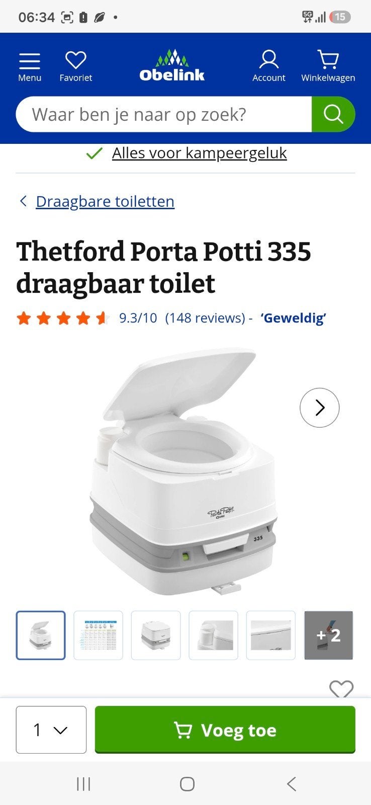 Gezocht porta potti 335, Caravans en Kamperen, Ophalen of Verzenden