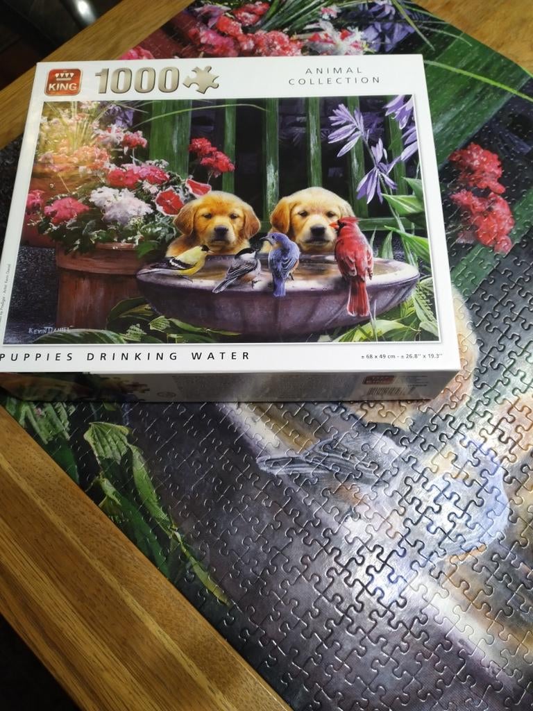King legpuzzel 1000 stukjes Puppies Drinking Water, Ophalen