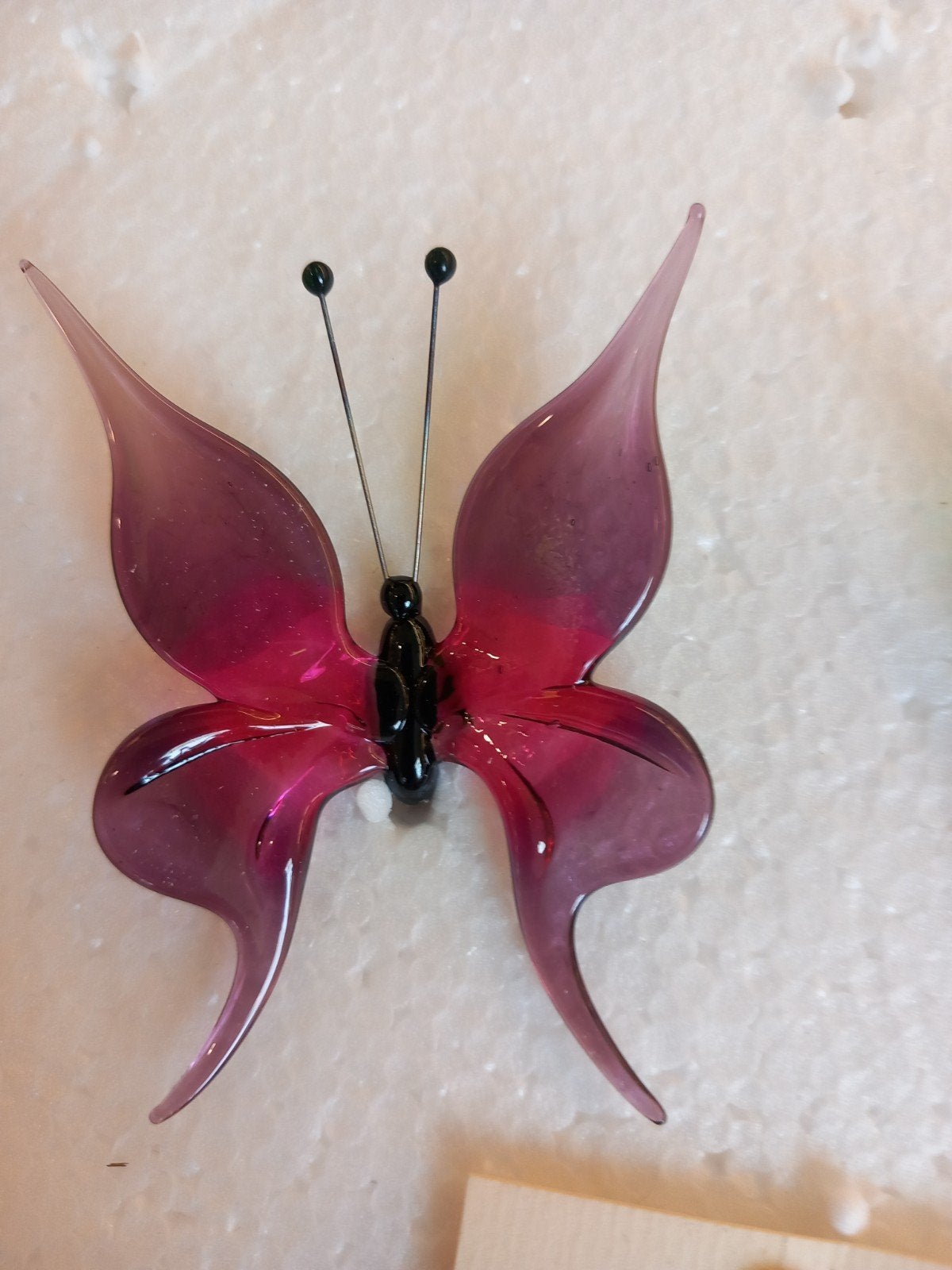 NIEUW! Mondgeblazen glazen vlinder - Roze/Paars, Ophalen of Verzenden