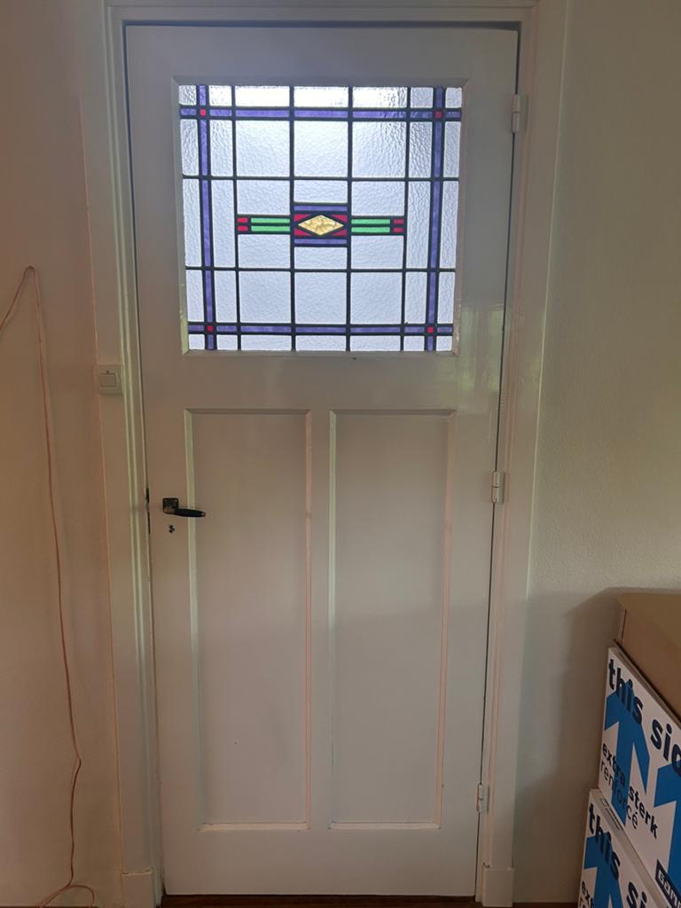 Glas in lood deur 82x207,5, Ophalen, Binnendeur, 200 tot 215 cm, Glas