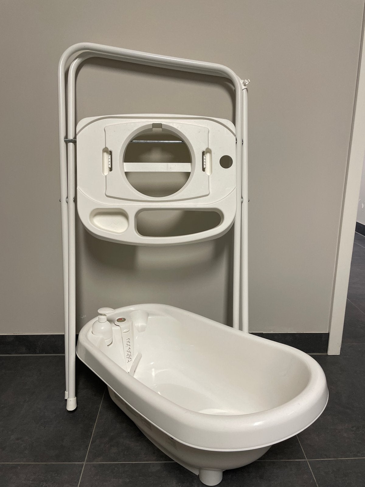 Babybadje met standaard en Tummy Tub, Gebruikt, Badje, Standaard, Ophalen