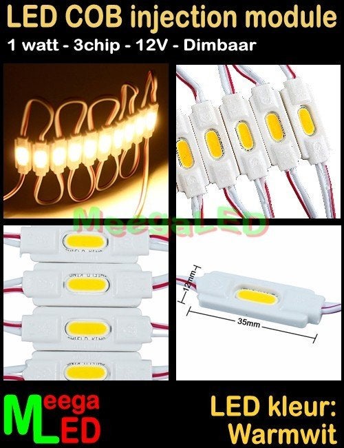 LED Boot COB Verlichting module 1W - IP54 – Warmwit 3000K, Ophalen of Verzenden, Nieuw, Binnenverlichting
