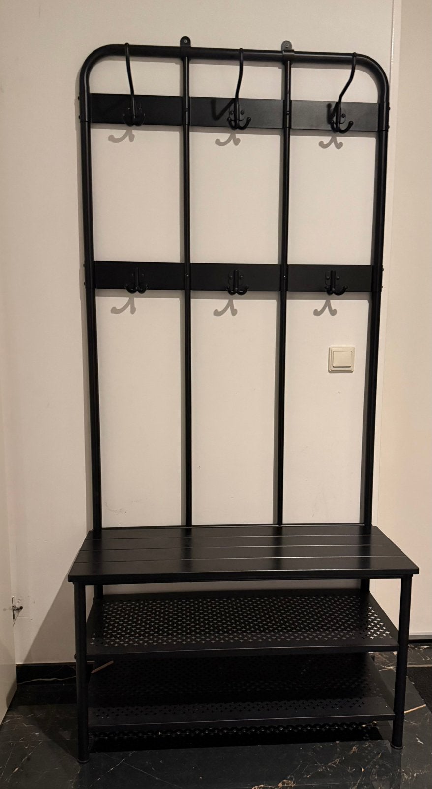 Kapstok met zitbank stevig ijzer zwart, Zo goed als nieuw, Minder dan 100 cm, Metaal, Ophalen