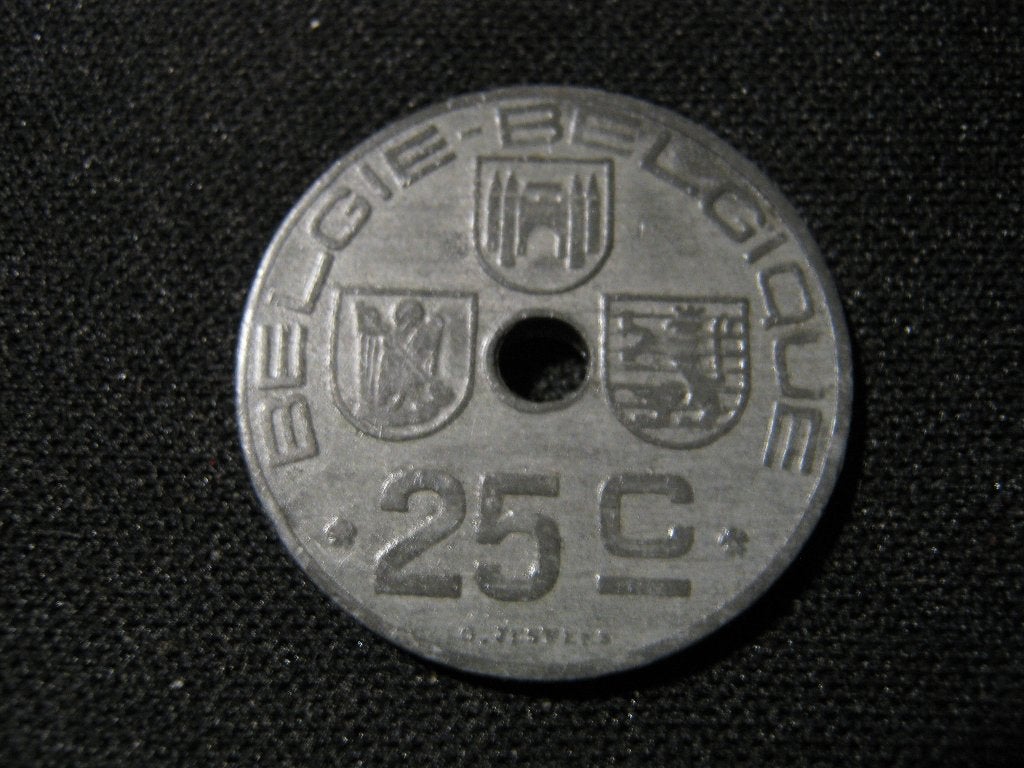 Oorlogsmunt WW2 bezet Belgie 25 Centimes 1942 (NL-F) #44, Postzegels en Munten, Munten | België, Ophalen of Verzenden, Overig
