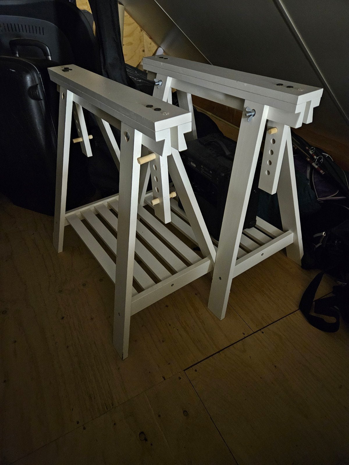 2 houten schragen wit verstelbaar Ikea, Huis en Inrichting, Ophalen, Rechthoekig, 50 tot 100 cm