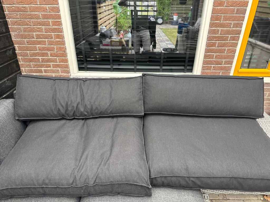 Comfortabele zwarte palletkussens nieuw, Tuin en Terras, Tuinsets en Loungesets, Gebruikt, 3 zitplaatsen, Ophalen of Verzenden