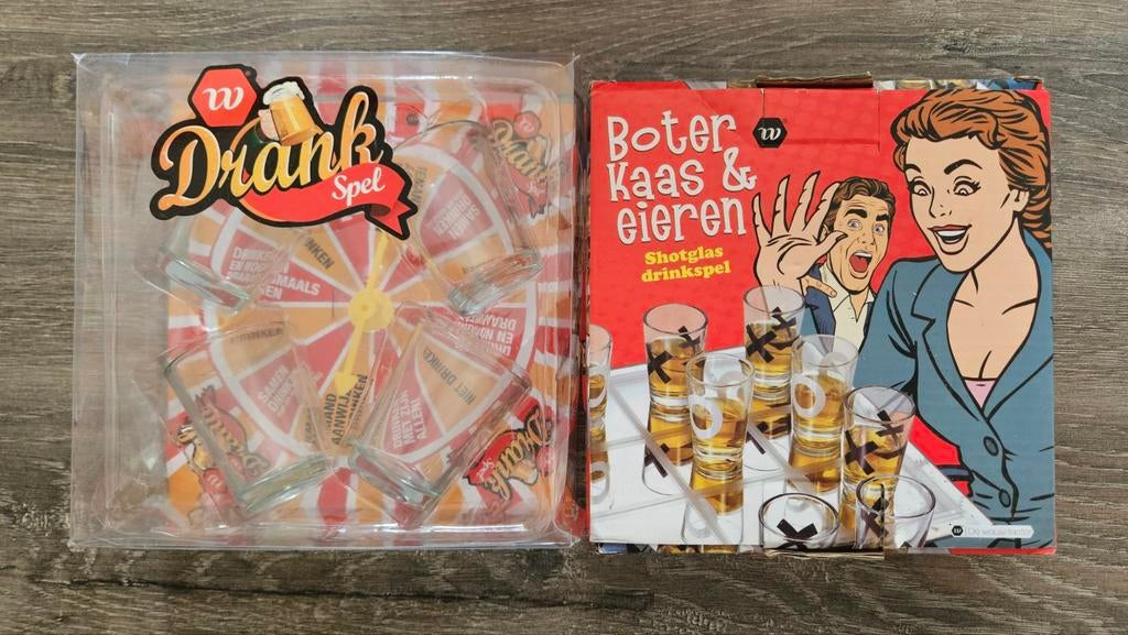 Drankspellen Set: Rad van Fortuin & Boter Kaas Eieren, Vijf spelers of meer, Ophalen of Verzenden, Gebruikt, Onbekend