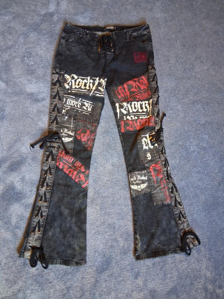 Rock rebel broek maat L, Ophalen of Verzenden, Maat 52/54 (L), Zwart