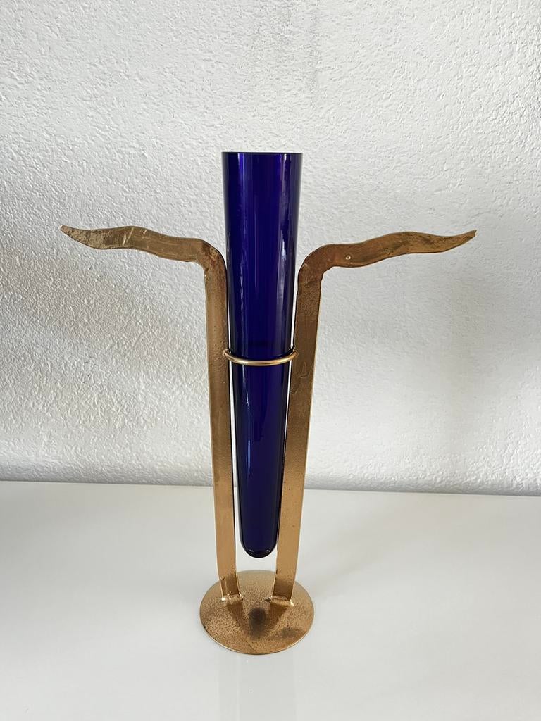 Vintage Hysteria vaas gemaakt van metaal / glas. Jaren 80/90, Huis en Inrichting, Ophalen of Verzenden