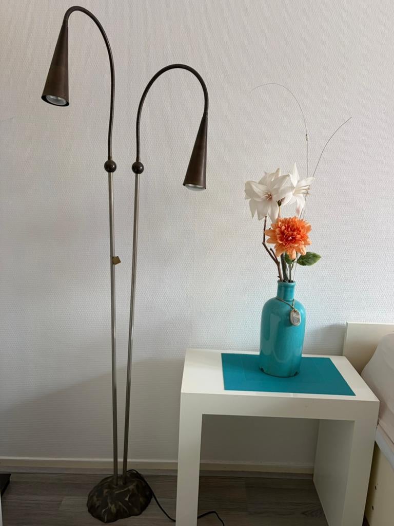 Vintage Tom Kater vloer/leeslamp dubbele flexibele gooseneck, Ophalen, Huis en Inrichting