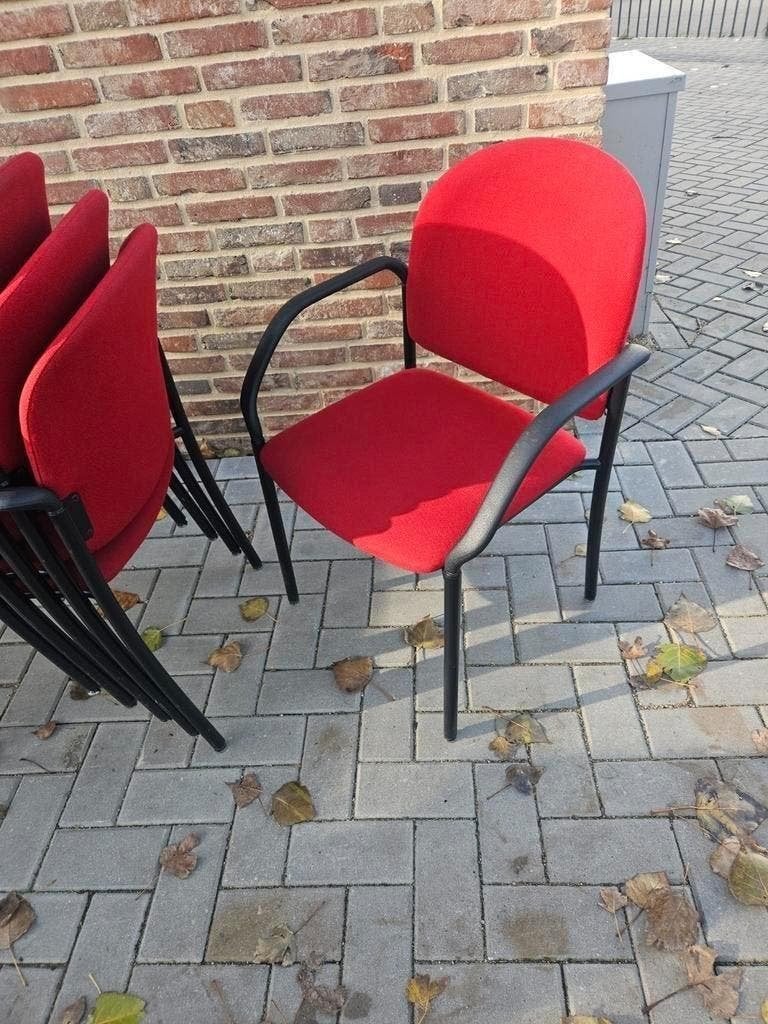 6 x Rode Stapelbare goed kwaliteit Stoelen set van 6 z.g.a.n, Ophalen, Zo goed als nieuw, Stof, Vijf, Zes of meer stoelen