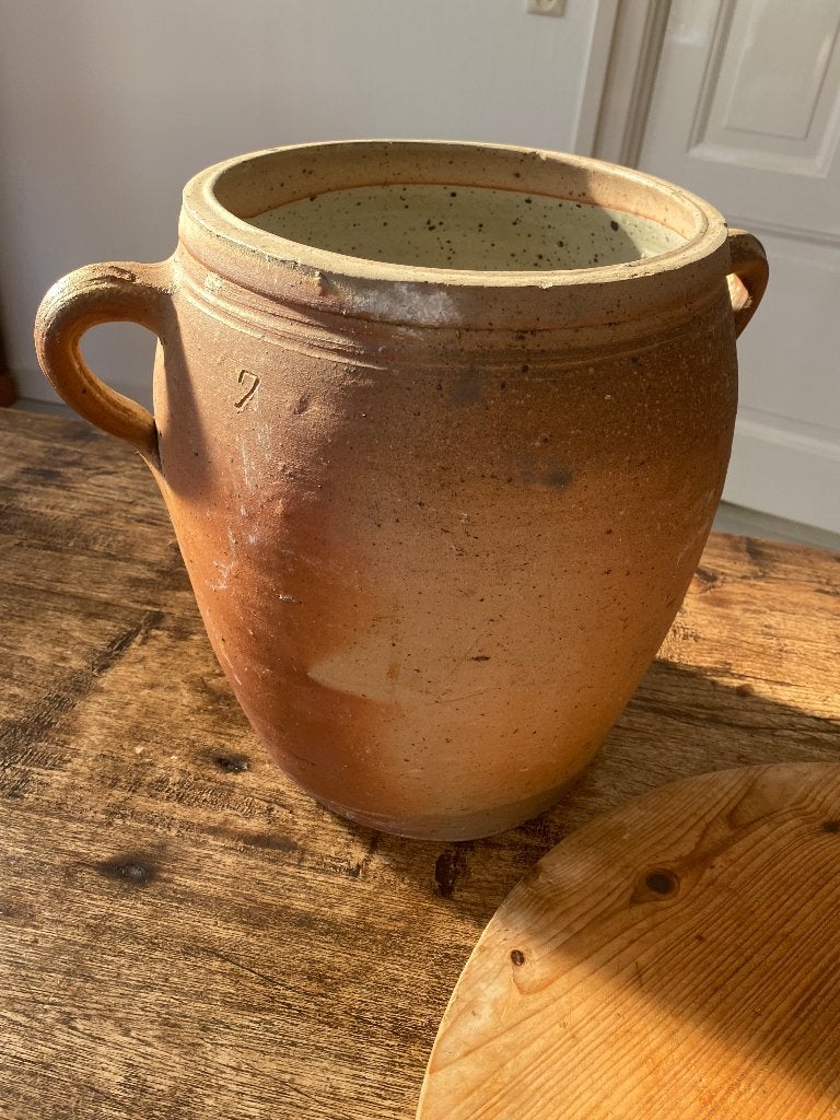 Grote Franse brocante grespot met oren - landelijke stijl, Antiek en Kunst, Curiosa en Brocante, Ophalen