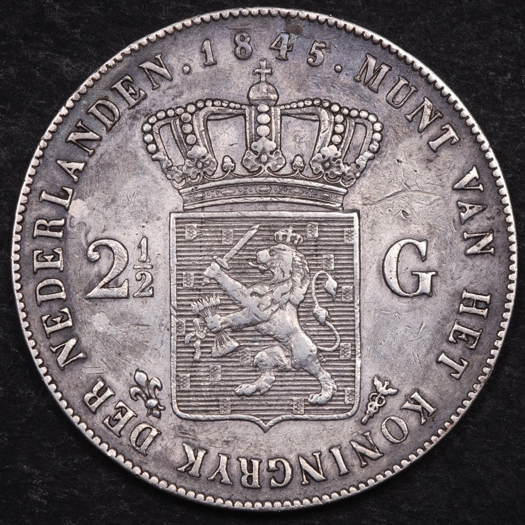 Rijksdaalder 1845c pb. Zfr. (P), Zilver, Ophalen of Verzenden, Losse munt, 2½ gulden