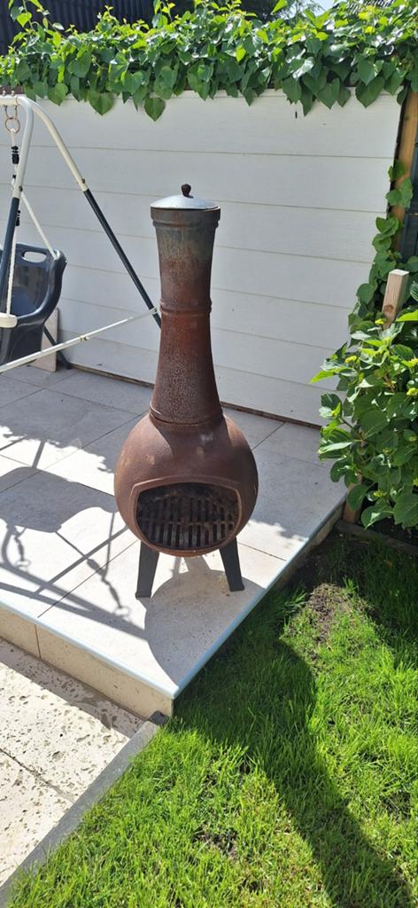 Rustieke gietijzeren tuinhaard - 110 cm hoog, Tuin en Terras, Tuinhaarden, Ophalen of Verzenden, Gebruikt