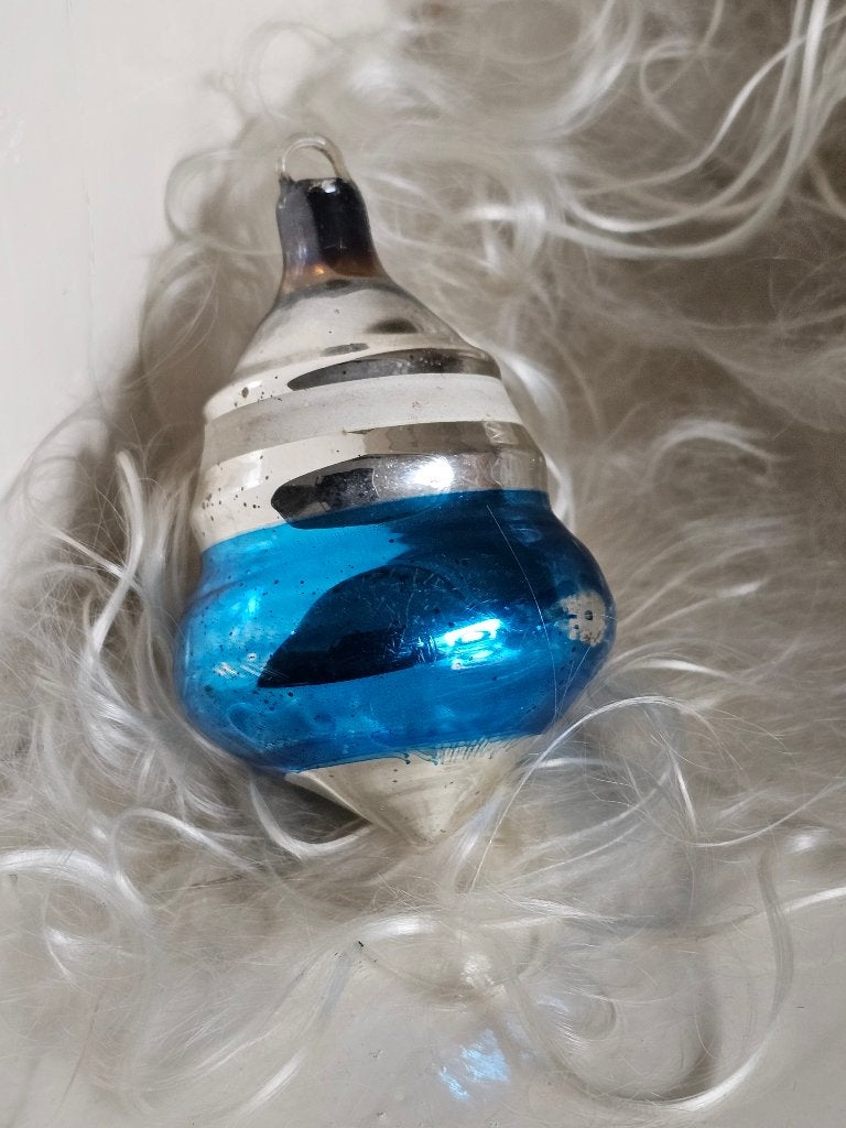 Oude Antieke AJEKO kerstbal / Tol Lampion blauw 19, Diversen, Ophalen of Verzenden
