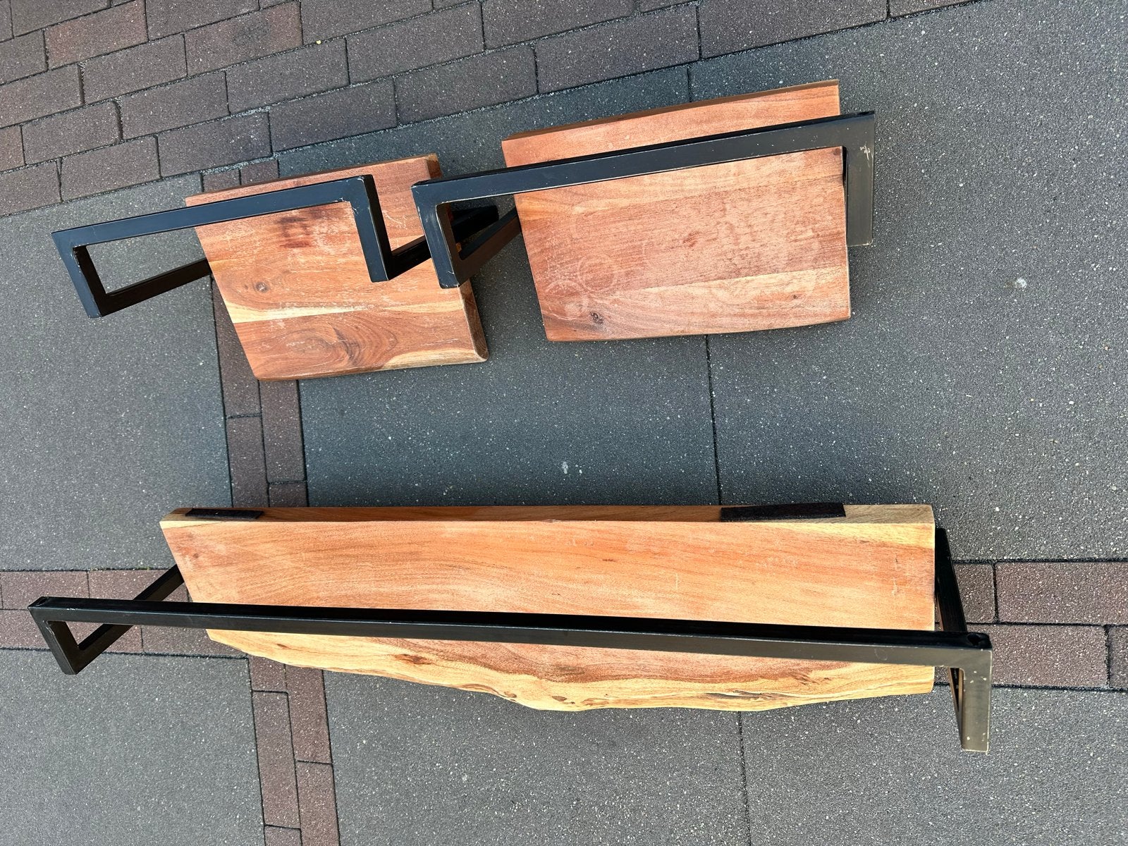 Set van TV meubel en 2 nachtkastjes van hout en metaal, Huis en Inrichting, Tafels | Salontafels, Ophalen, Gebruikt, 100 tot 150 cm
