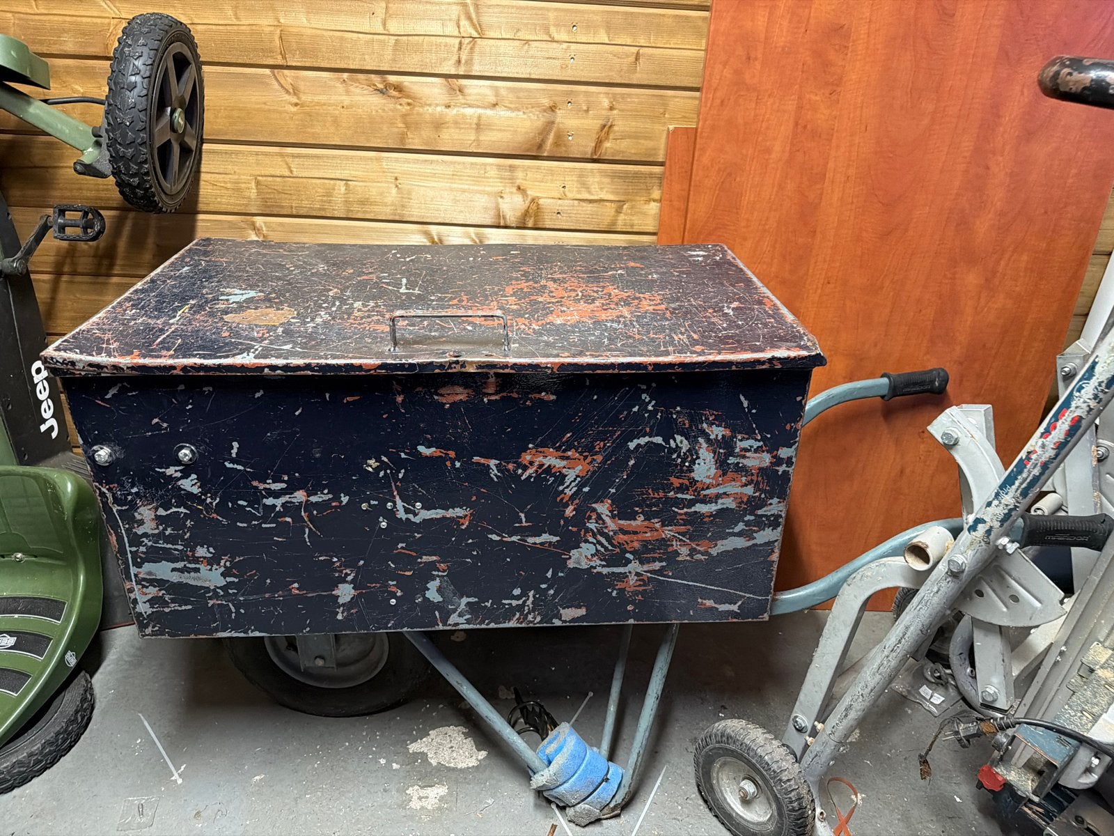 Robuuste handkar met opbergkist gereedschap kruiwagen, Ophalen, Gebruikt