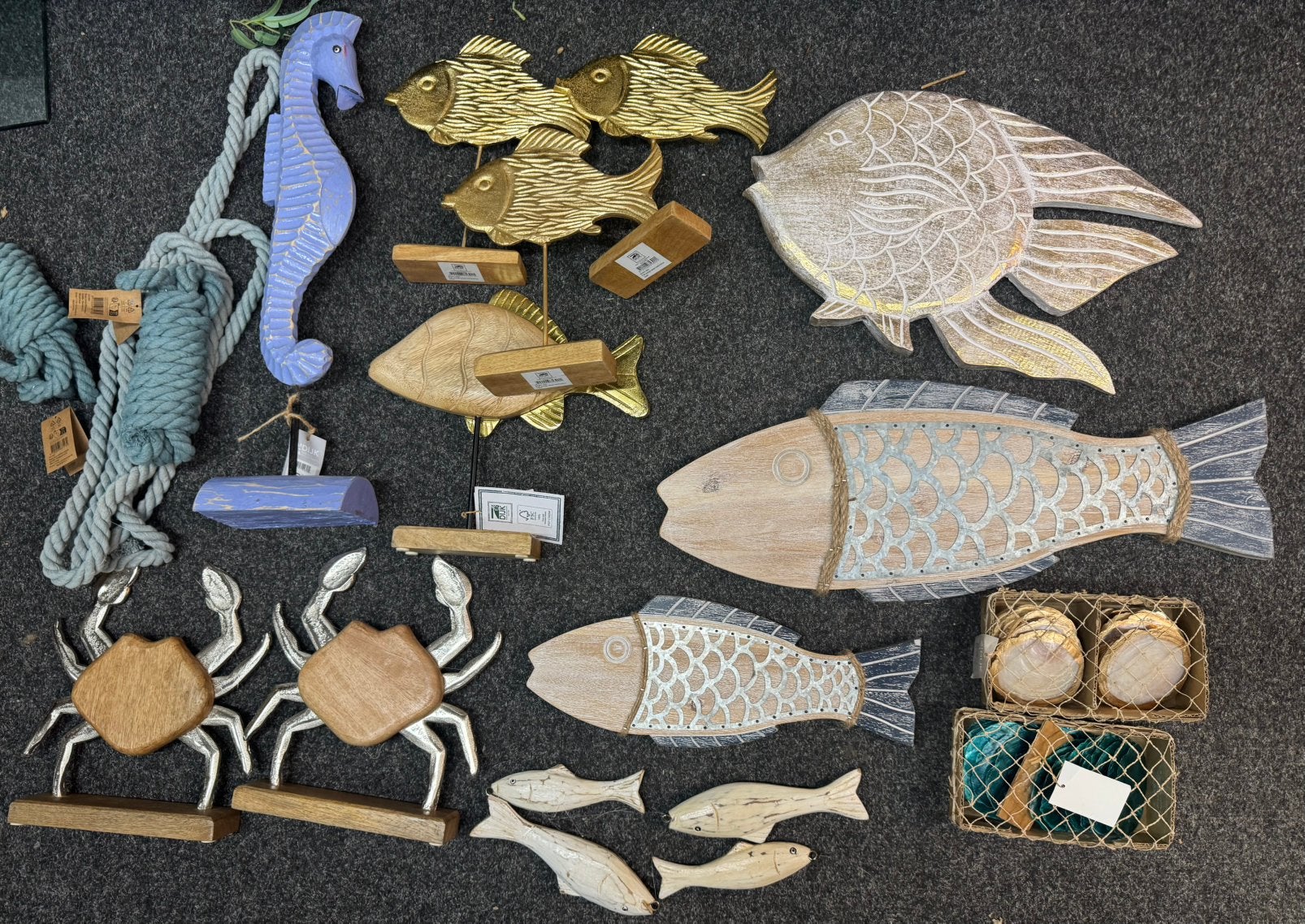 Decoratie vissen en zeedieren voor etalage / winkel, Ophalen, Hout, Meerkleurig, Overige stijlen