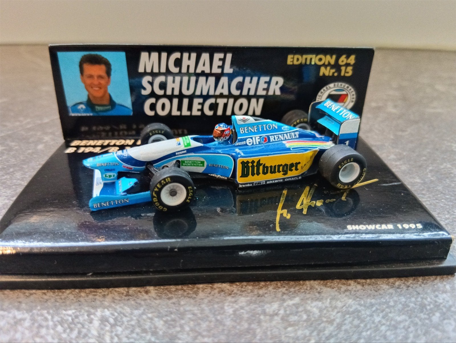 F1 Benetton Ford B193B Michael Schumacher 1:64 Schaalmodel, Hobby en Vrije tijd, Modelauto's | 1:43, Ophalen of Verzenden, Zo goed als nieuw