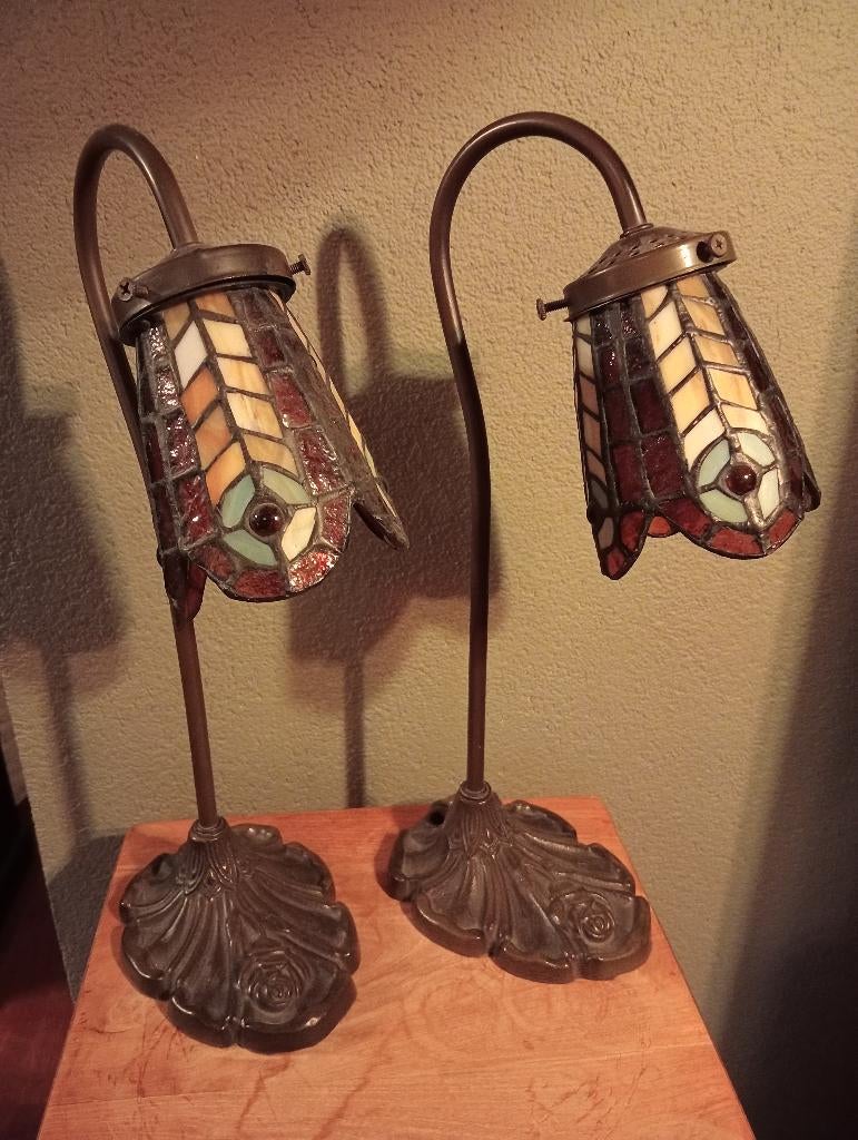 Set twee Tiffany tafellamp burolamp lamp, Huis en Inrichting, Lampen | Tafellampen, Ophalen, Zo goed als nieuw, Minder dan 50 cm